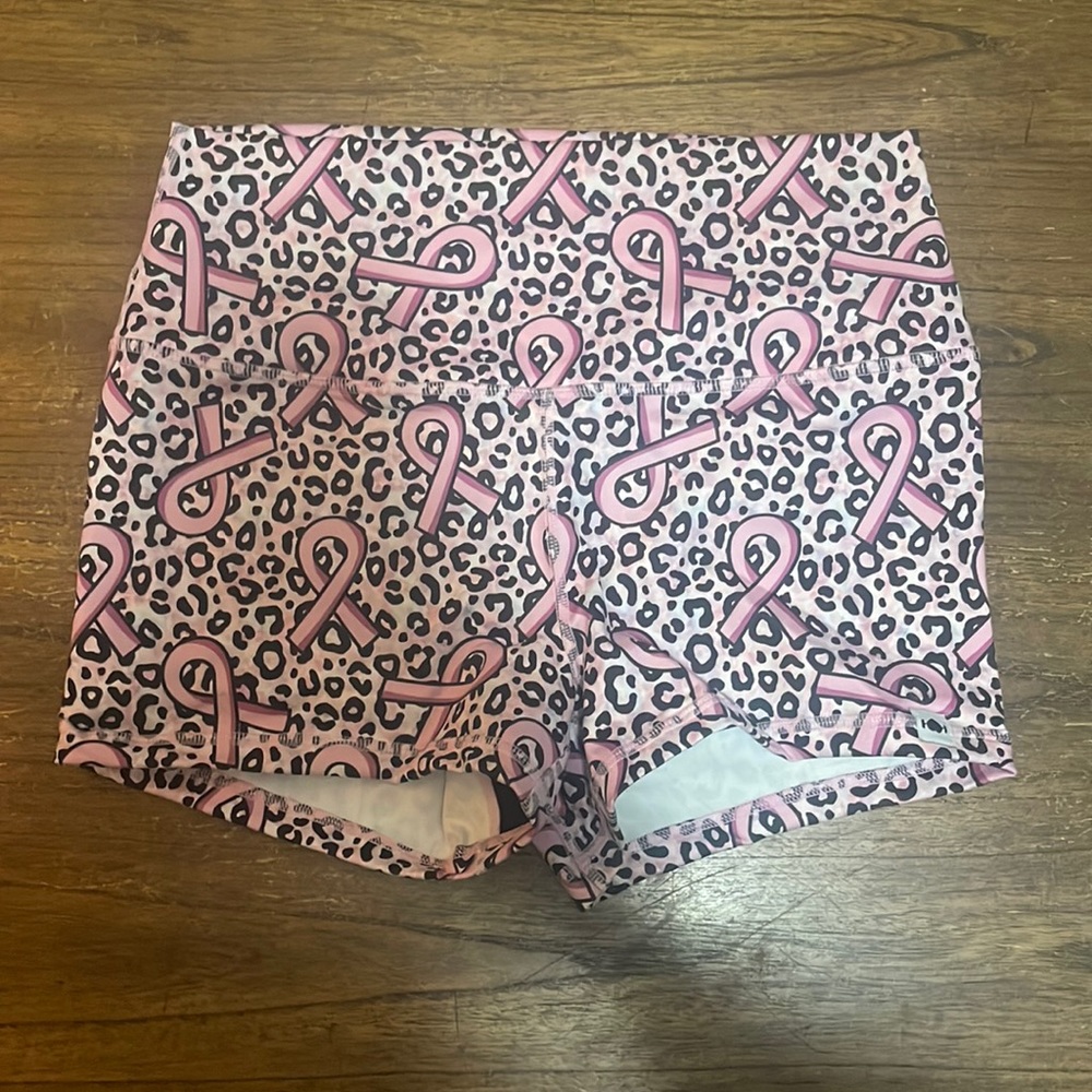 Pink Ribbon Print Athletic Shorts - Picture 1 of 4